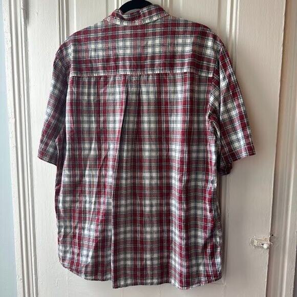 Woolrich Shirt Mens Large Red Plaid Pocketed Button Up Short Sleeve Collared Top - Picture 5 of 6
